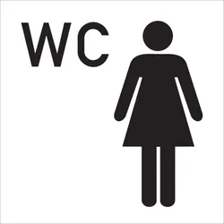 WC-Schild, WC + Piktogramm Damen - 300x300x2 mm Aluminium 2 mm