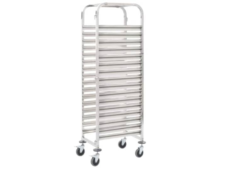 vidaXL Tablettwagen für 16 Tabletts 38x55x163 cm Edelstahl