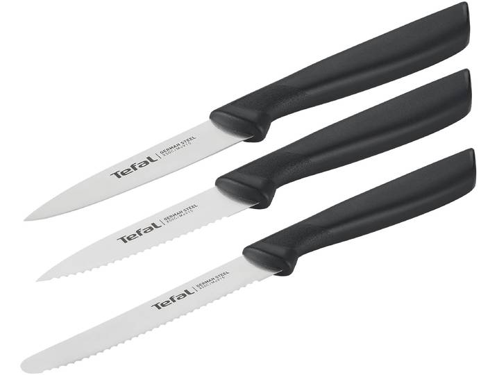 Messer-Set TEFAL Colorfood für alle täglichen Vorbereitungen , schwarz, Edelstahl, Kunststoff, Kochmesser-Sets, Messer-Set, deutscher Edelstahl, rostfrei, leicht strukturierte Griffe, K2733S