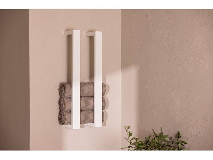 Handtuchhalter Nali – minimalistisches Design mit verdeckter Wandmontage - Weiß - 2er Set - Luxusbetten24