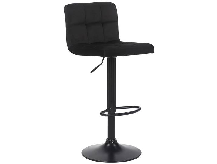Tabouret de bar réglable pivotant en samt noir