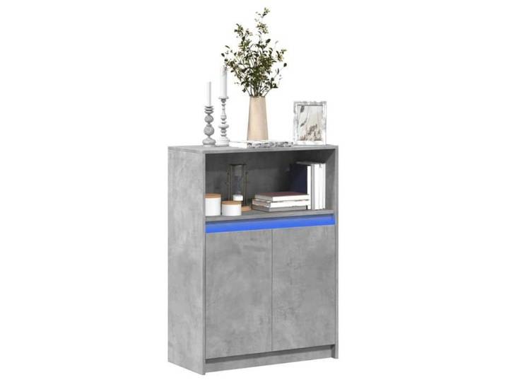 Buffet avec LED gris béton 72x34x100 cm bois d'ingénierie meuble de rangement meuble de rangement cuisine meuble 852162