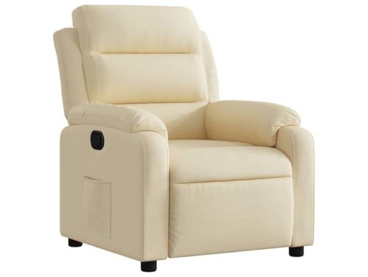 Tmriohed Relaxsessel Stoff Liegesessel Manuell TV Sessel Creme Ergonomischer TV Sessel mit manueller Liegefunktion bis 135 Grad, weicher Polsterung und Seitentasche fürs Wohnzimmer.