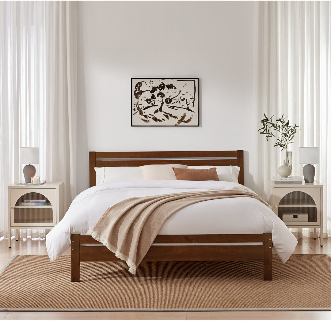 ClassicLiving Aichele Classic Solid Wood Bed Frame - Simple Scandi Design, Modern Home Walnut Kingsize (5')