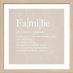 Gerahmtes Bild FAMILIE (BHT 32.50x32.50x1.80 cm) - bunt - BHT 32.50x32.50x1.80 cm