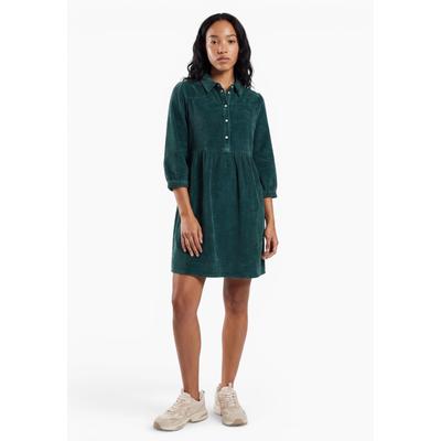 Midikleid STREET ONE STUDIO, Damen, Gr. 40, EURO-Größen, grün (mossed grün), Web, 100% Baumwolle, unifarben, normal knielang, V-Ausschnitt, abgesteppt, Kleider Midikleid, mit Knopfleiste