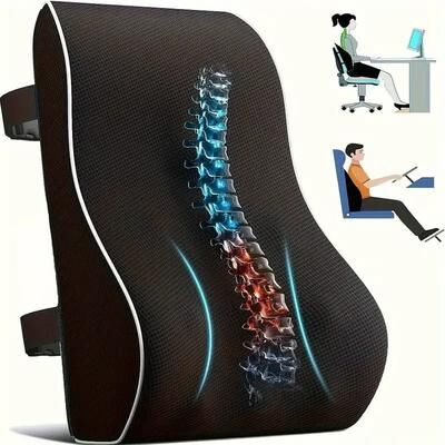 Inspired Finds Memory Foam Lumbar Support Pillow With Adjustable Spine Cushion And Breathable Mesh Cover Memory Foam Lumbar Support Pillow With Adjustable Spine Cushion And Breathable Mesh Cover