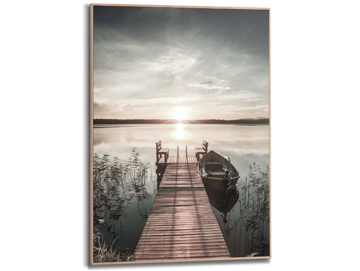 Wandbild REINDERS Slim Frame Wood 50x70 Scandic Jetty , blau (farbe bild(er): blau), B:50cm H:70cm T:2cm, MDF, Bilder, Wandbild