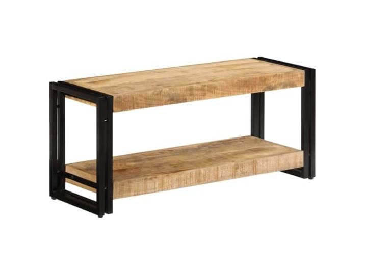 HEFZGDB Massivholz TV-Schrank 90x30x40 cm Mango Antik-Stil Vintage Fernsehschrank mit Ablage und Eisenbeinen Handgefertigt Langlebig Stabiles Wohnzimmermöbel