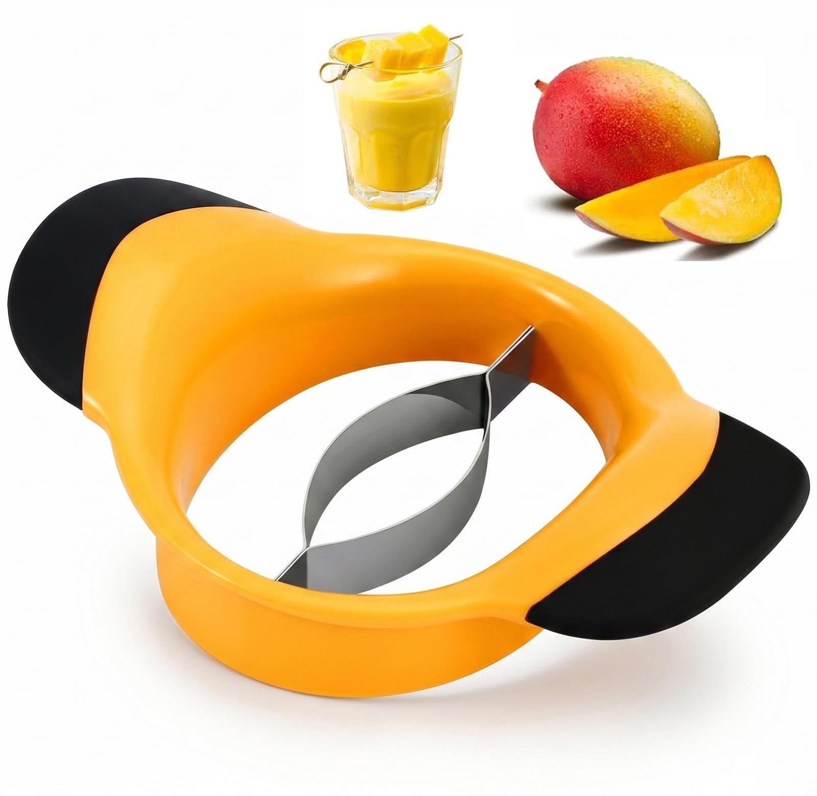 Dripio Mango snijder met roestvrijstalen lemmet en rubberen handvat, 1 stuk