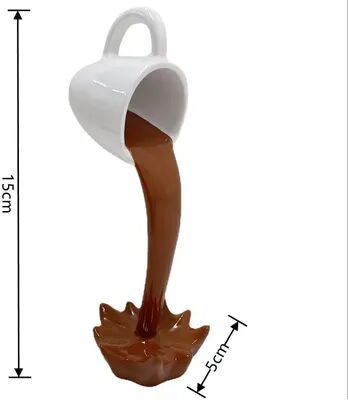 USA Free Shipping Shop Floating Coffee Cup Sculpture Magic Pouring Coffee Decor For Kitchen & Coffee Bar brown