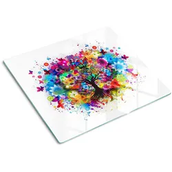 GLASPLATTE 60x52 cm Bunter Baum