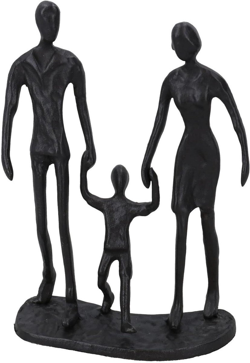 Donkergrijs Familie Handen Figuur - Gietijzeren Silhouet Decoratie - Hoogte: 19 cm