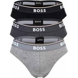 BOSS Herren Slips, 3er Pack - Briefs 3P Power, Cotton Stretch, Logo, einfarbig Grau / M