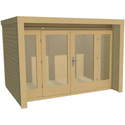 Weka Gartenhaus 263 mit großer Glasfront - 28 mm naturbelassen 295 x 295 cm (Gr. 3) - 50 % Rabatt auf Dacheindeckung