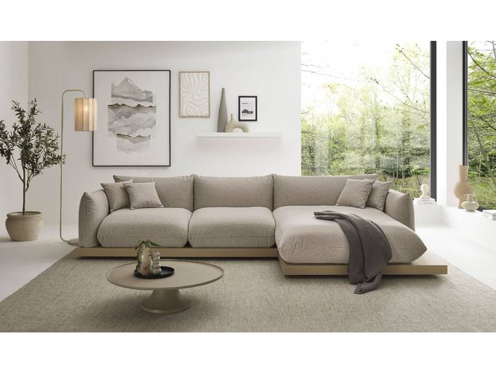 Ecksofa GOODPRODUCT Kalix L-Form, 323 cm - OTTO. Verlässliche Qualität. , braun, B:323cm H:75cm T:165cm, Sofas, Ecksofa, Designsofa, auf Holzplateau, Strukturstoff, hoher Sitzkomfort