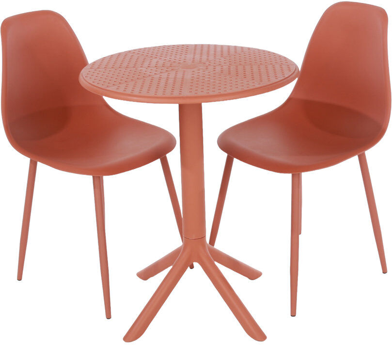 Norden Home Athens 2 - Person Patio Dining Set Round Table Orange 2