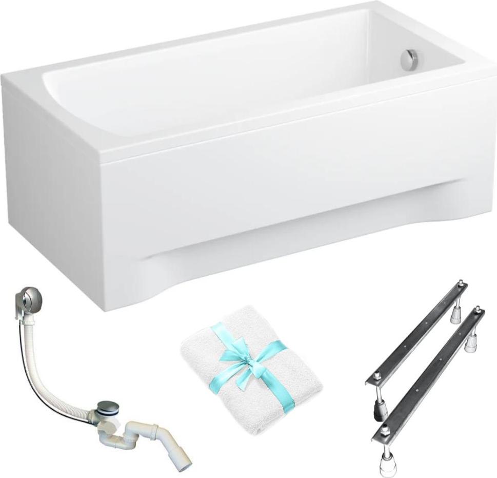 Aqua For You | Badewanne Tola - 150x75cm - Weiß - Inklusive Siphon - Füße - Acryl - mit Verkleidung
