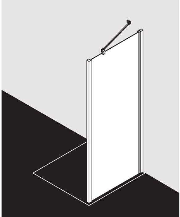Kermi Liga Seitenwand LITWD10020VAK 100x200cm, silber hochglanz, ESG klar, auf Duschwanne