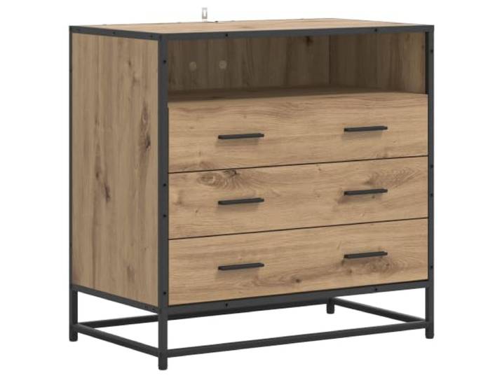 Schubladenschrank 3-Schubladen Eiche Artisan 70 x 41 x 70 cm hängend Ingenieurholz, beidseitig montierbare Tür, moderner Minimalismus, leichte Reinigung, kompakte Hängekonstruktion