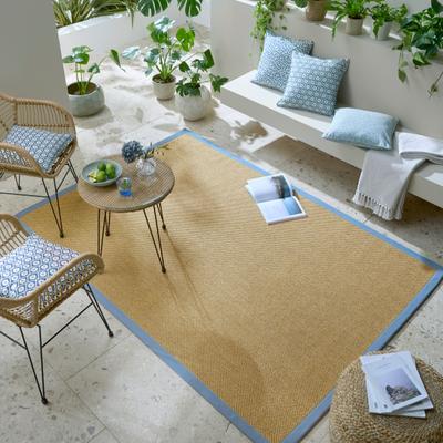 Teppich FLAIR RUGS "Sisal Look", blau, B:160cm H:6mm L:230cm, Kunstfaser, Teppiche, Teppich, Sisal Look Border Indoor Outdoor Bodenläufer Teppich