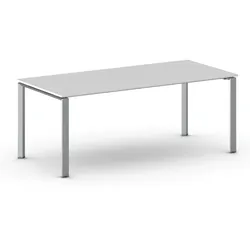 Konferenztisch PRIMO INFINITY 200x90 cm, graues Metallgestell, weiß