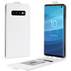 Flip Case Handyhülle für Samsung Galaxy S10 Plus Vertikal Schutzhülle Tasche Cover Weiß Bumper Smartphone Kartensteckplatz-Kreditkarte-Geldscheine EC-Karte Bank-Karte