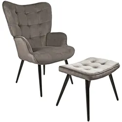 HC Home & Living Hochlehnsessel Ella mit Hocker, braun