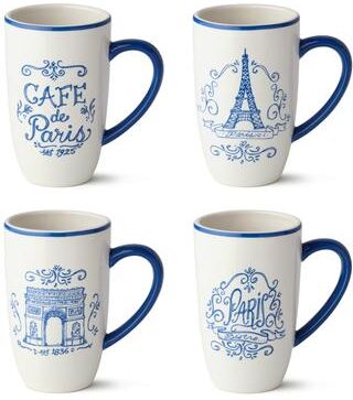 Certified International Bistro 14 oz. Mugs, Set of 4 Assorted Designs