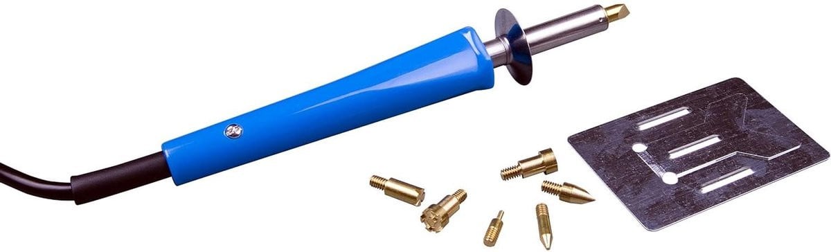 Brandpeter Set van 24 blauwe soldeerbouten voor hout en leer - 30W, 230V