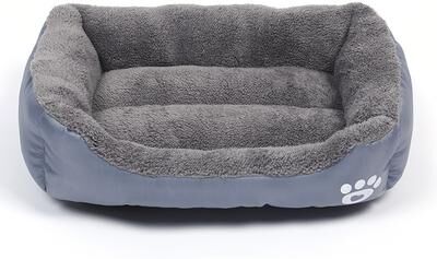 Happy Pet Pantry Large Plush Dog Bed, All Season Washable Square Pet Sofa With Waterproof Mattress For Medium Dogs & Cats gray m
