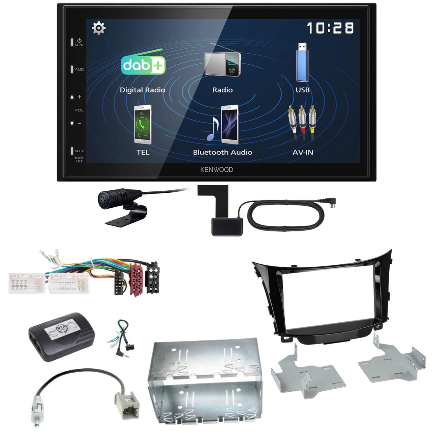 Kenwood DMX129DAB DAB+ Bluetooth USB Einbauset für Hyundai i30 GD GDH