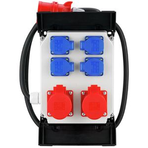 REV-Ritter CEE-Stromverteiler 16 A, mobil, für außen, 4x Schutzkontakt 230V & 2x CEE 400V / 16A