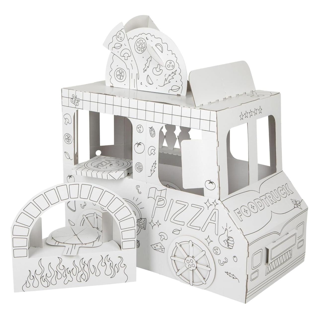 Tektorado Kartonspielzeug- Foodtruck - Weiss, 3-lagig, bemalbar Kreatives Kinder-Bastelset (67990074)