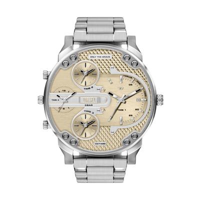 Quarzuhr DIESEL "Mr. Daddy Slim", silber (edelstahlfarben, gelbgoldfarben, gelbgoldfarben), Armbanduhren, Herren, edelstahlfarben, Quarzuhr, Armbanduhr, Herrenuhr, Edelstahlarmband, analog, Tag