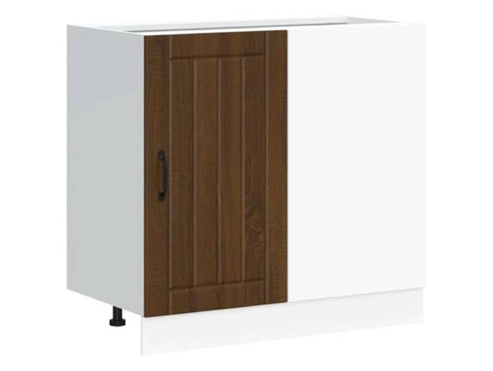 HKTMGDNG Küchenunterschrank Lucca 86x46x81,5 cm Eichen-Optik Braun Flexibler Spülenunterschrank für die Küche: Mit höhenverstellbaren Füßen, dichter Tür und robuster Holzwerkstoff-Platte.