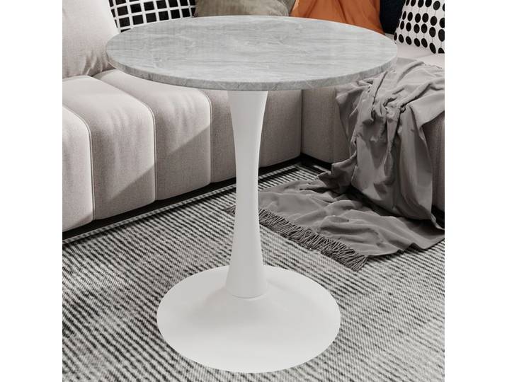 Table basse - OEM - 70x70x72 cm - Marbre artificiel - Gris+Blanc - Style contemporain