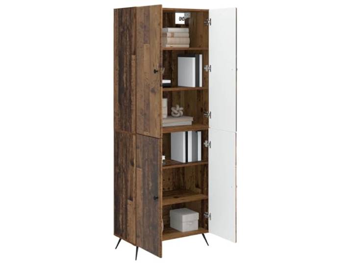 KTHLBRH 2-teiliges Schrank-Set aus antikem Holz, technisches Holz 4 Regale, 4 Türen, großer Stauraum, vielseitige Verwendung, Montage erforderlich