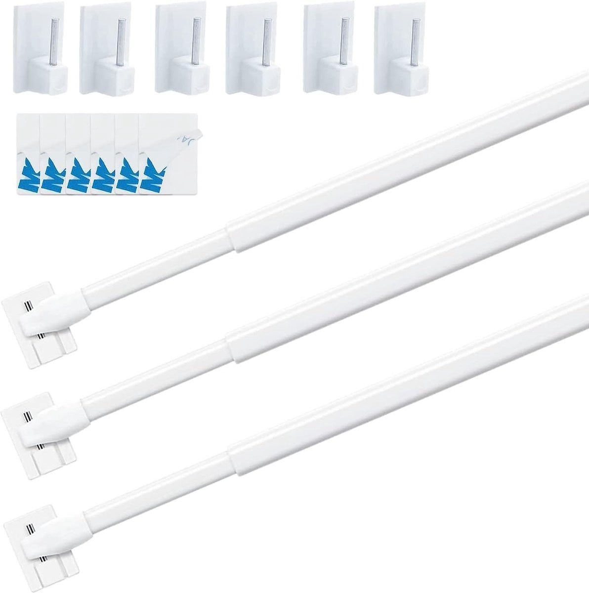 Wit intrekbare gordijnroede set voor vitrage en raamdecoratie, 50-80 cm