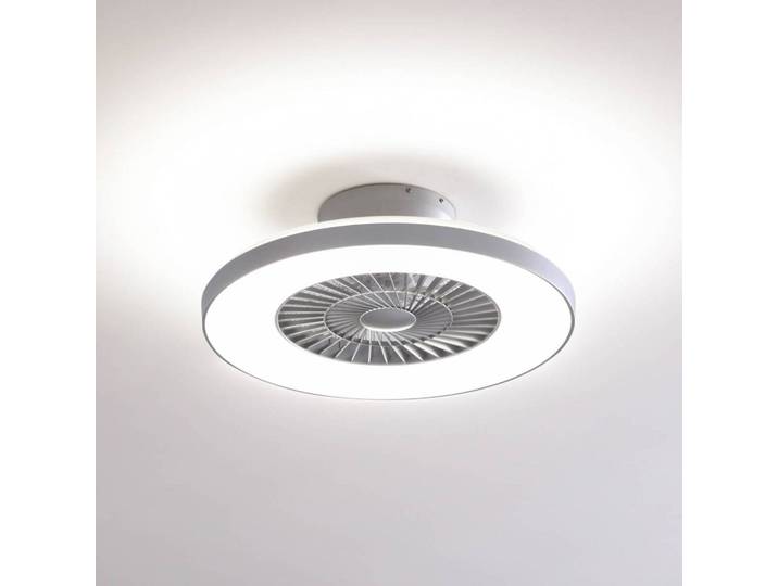 Lindby Smart LED-Deckenventilator Paavo, silber, leise, Tuya Paavo Lindby, dimmbar, alu / grau / zink, für Wohn- / Esszimmer, Kunststoff, Modern