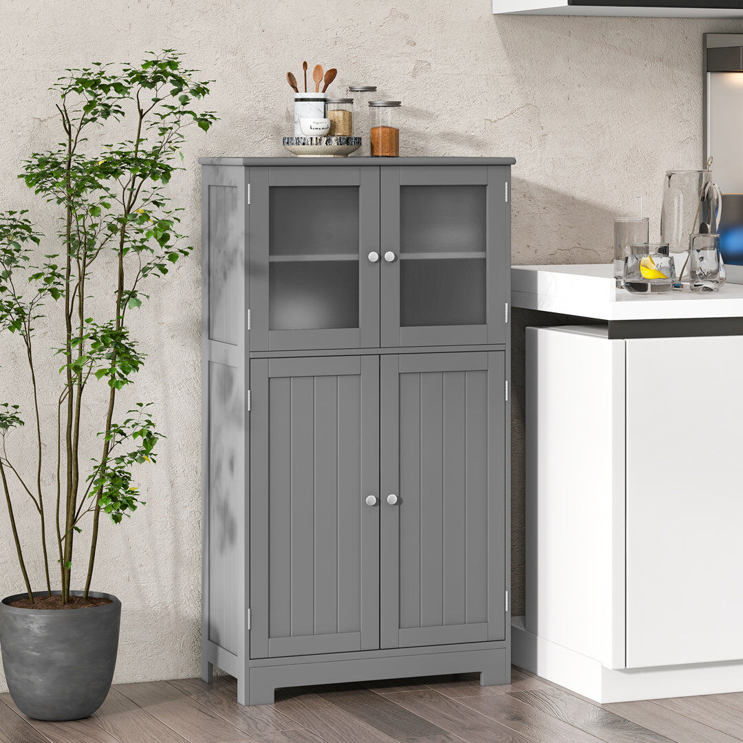 Lark Manor Glass Freestanding Bathroom Cabinet Grey 109cm H X 58cm W X 30cm D