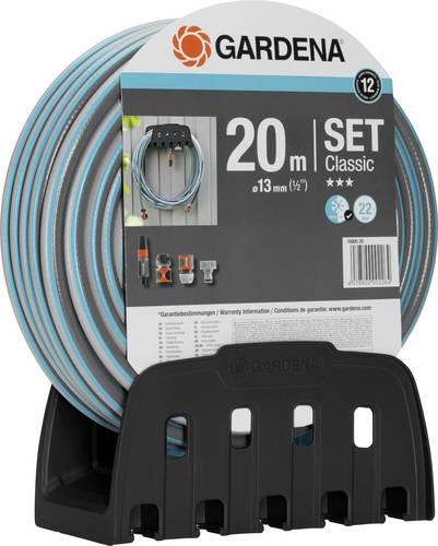 GARDENA 18005-50 mit Schlauch Wandschlauchhalter 20m 1/2 Zoll 1 Set Schwarz