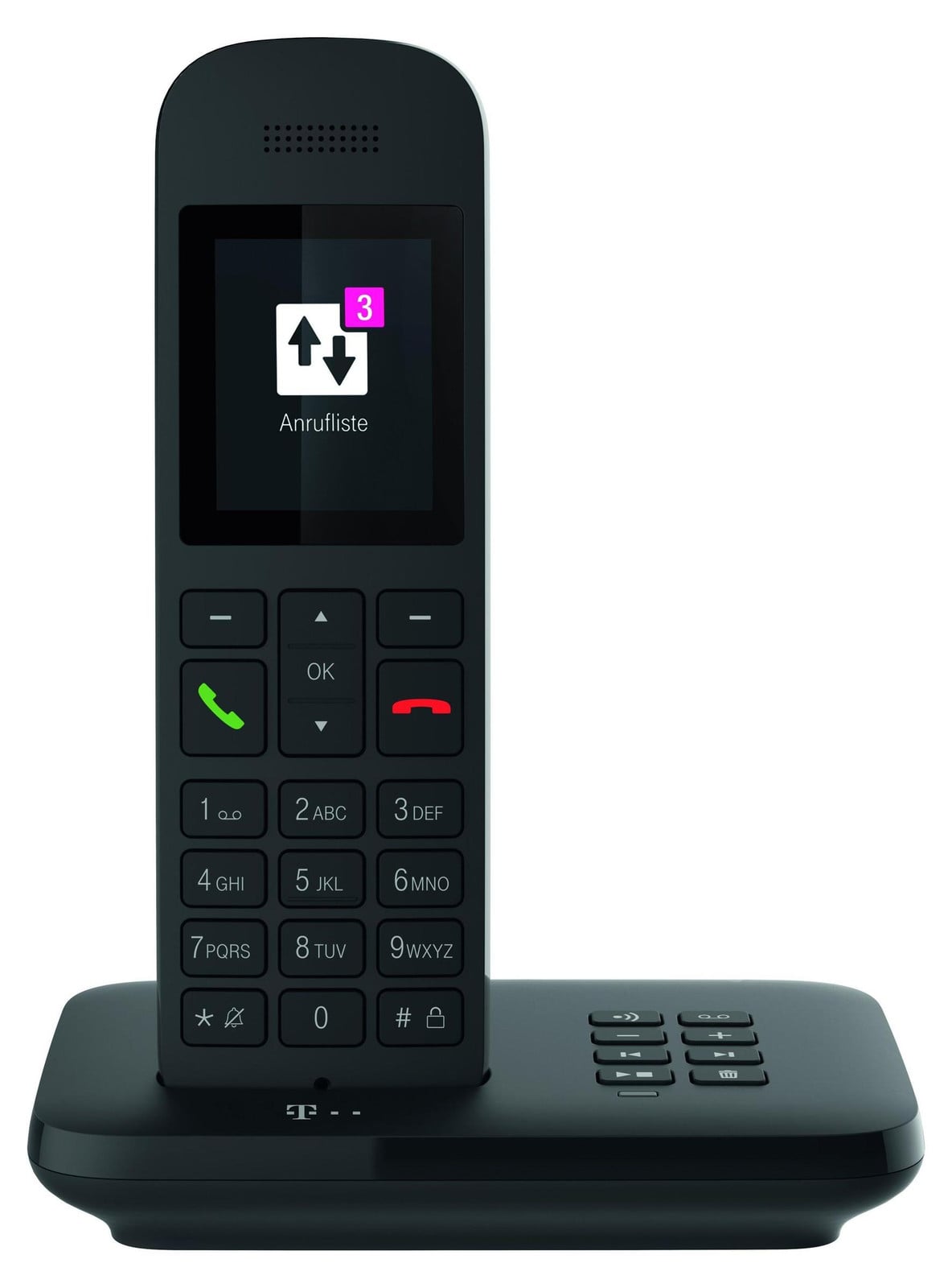 Telekom Sinus A12 zwart met basis en aansluitblok