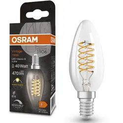 OSRAM E14 VINTAGE-Retro LED Kerze in klarem filament dimmbar 4,8W wie 40W warmweißes gemütliches Licht 2700K
