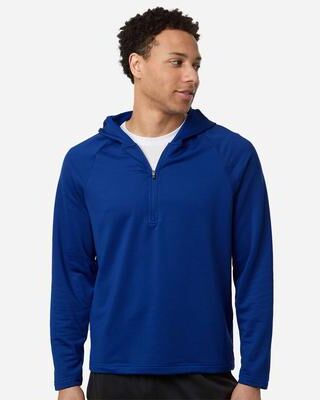 Team 365 TT200 Men's Qualify Quarter-Zip Hooded Pullover T-Shirt in Sport Royal Blue size Large   Polyester/Spandex Blend
