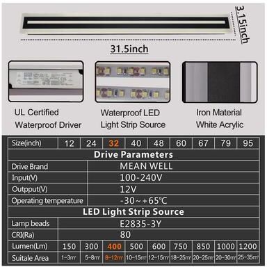 Silver Stone Store Modern LED Wall Lighting Fixture, Outdoor Long Strip Sconce, Frosted White Acrylic Wall Lamp, IP67 Waterproof dimmable 31.5 Inch