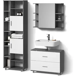 BADMÖBEL-SET Eisak, Anthrazit, 3-teilig