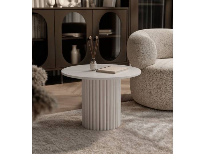 Table basse ronde BARNEY - 60x38 cm - Structure en Acier - élégant - Cachemire