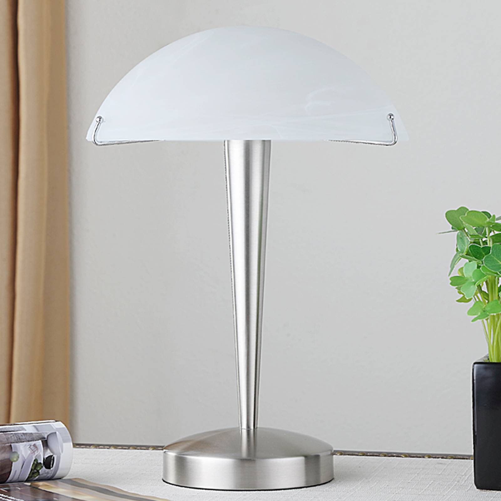 Lámpara de mesa Viola Lindby, Blanco / Ópalo, Dormitorio, Metal, Moderno, Lámpara de mesa