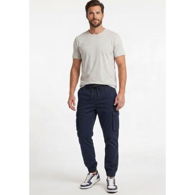 Cargohose MAN'S WORLD "mit elastischem Bund", Herren, Gr. 54, N-Gr, schwarz (blau), Web, Obermaterial: 100% Baumwolle, unifarben, regular fit lang, Hosen Cargohose, bequem, praktisch, lässig
